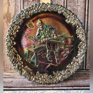 Fenton 1970 Collector Plate No. 1 Annual Series Glass Iridescent Carnival